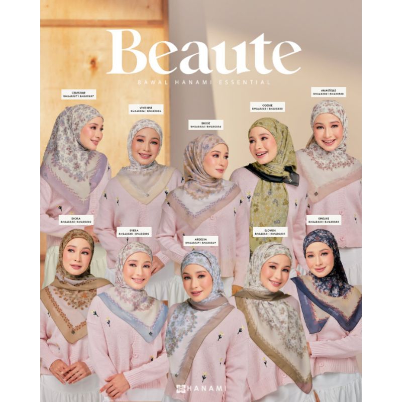 Ready NEW Hanami BEAUTE hijab segi empat Malaysia