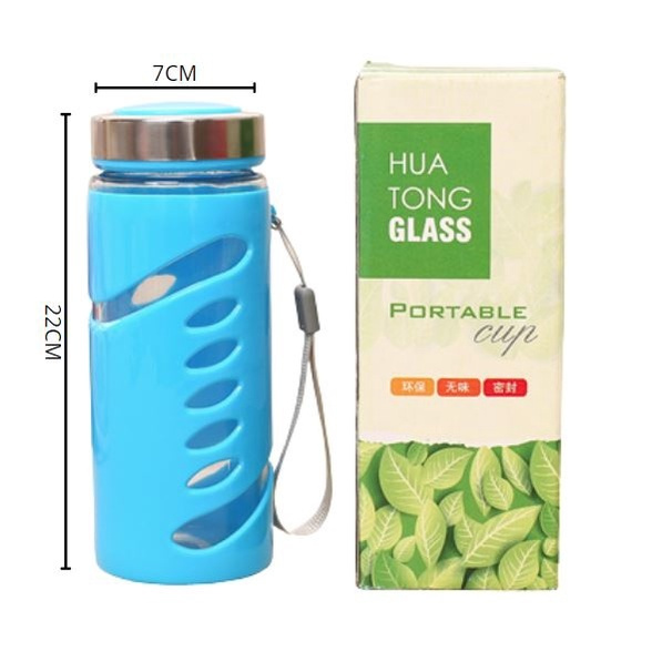 Botol Kaca Motif Cover Plastik Modern Mug Kaca Mug Gelas Warna Kaca Cangkir Tutup Gelas