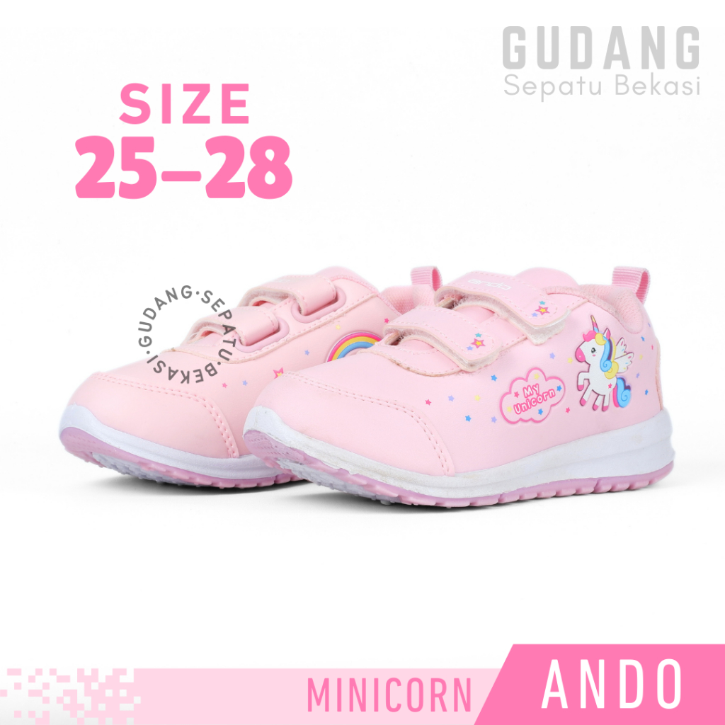Sepatu Anak Perempuan Balita Usia 3 4 5 6 Tahun Sepatu Sekolah Paud TK SD Kelas 1 Ando Minicorn
