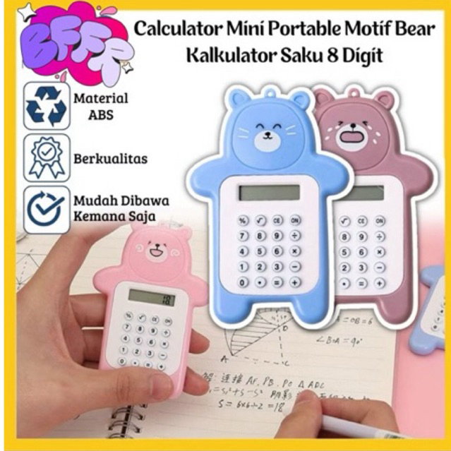 

Calculator Mini Portable Motif Bear / Kalkulator 8Digit Cocok Untuk Menghitung Perkalian Penjumlahan