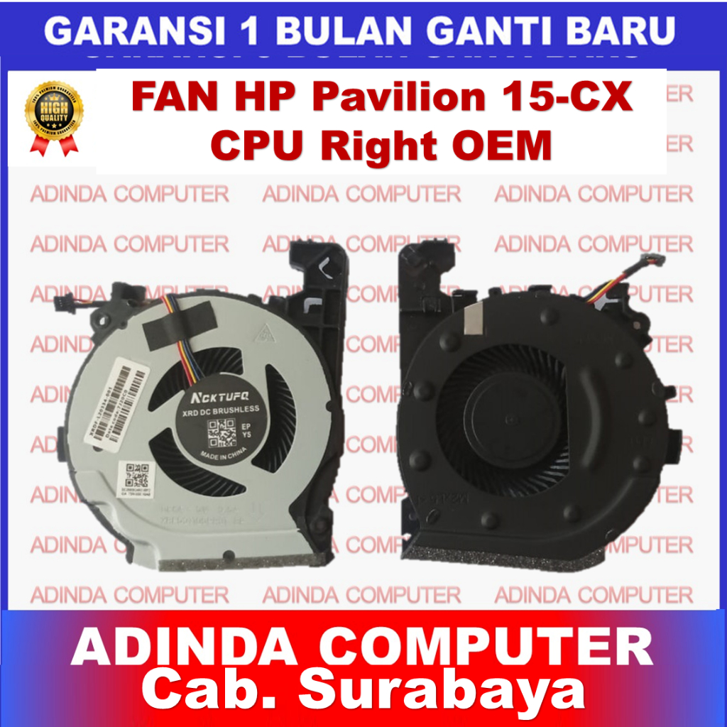 Fan HP Pavilion 15-CX Gaming 15-CX0040 15-CX0008CA CPU Right OEM