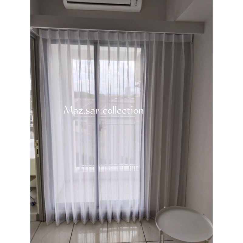 Kain gorden vitrase polos putih transparan pintu jendela puring kualitas grade A