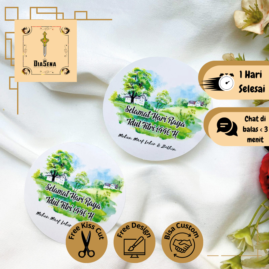 

2-4 Diasena Sticker Label Bulat Selamat Idul Fitri Stiker Toples Parcel Stiker Ramadhan Eid Fitri