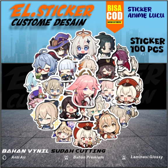 

Stiker Pack Genshin Impact Lucu Vinyl Waterproof untuk Sticker Buku Journal Casing HP Laptop Tumbler