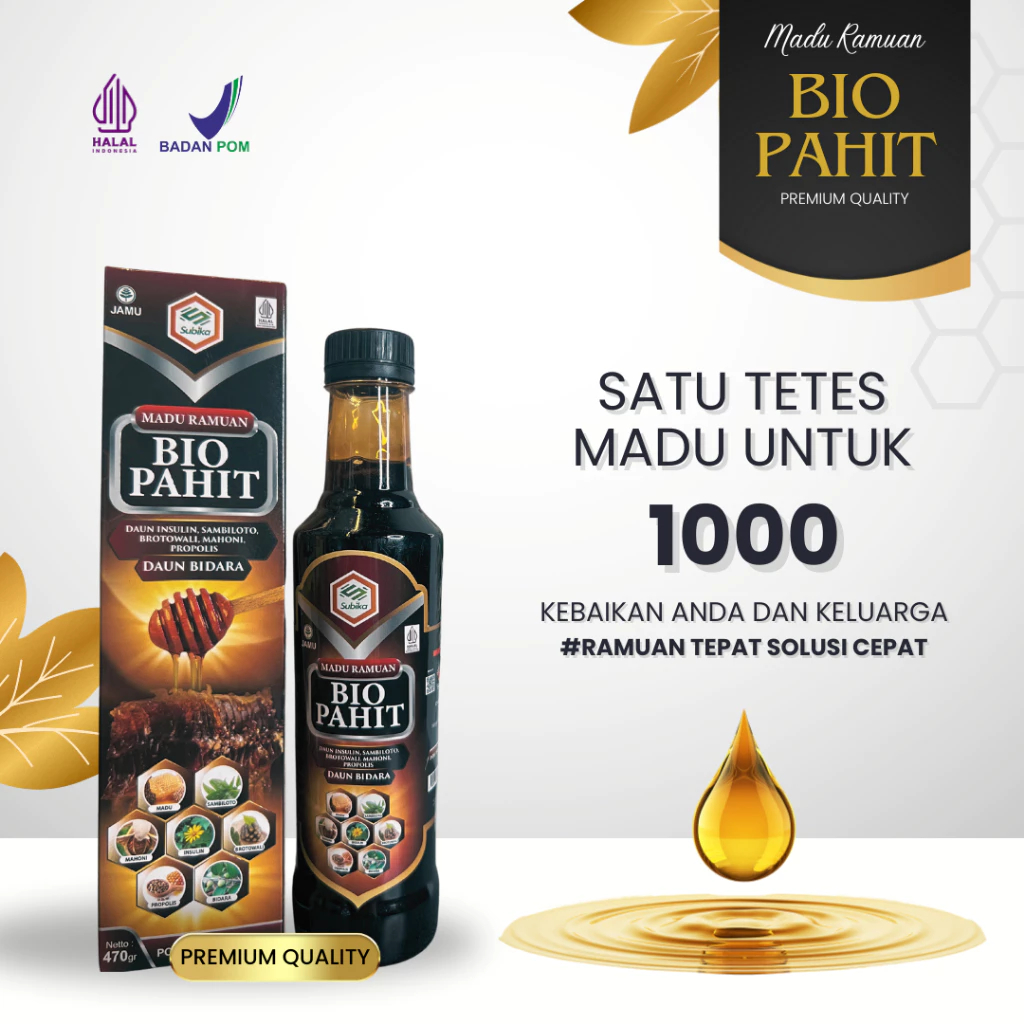 

Madu Hitam Bio Pahit Plus Propolis Dan Daun Bidara 470gr