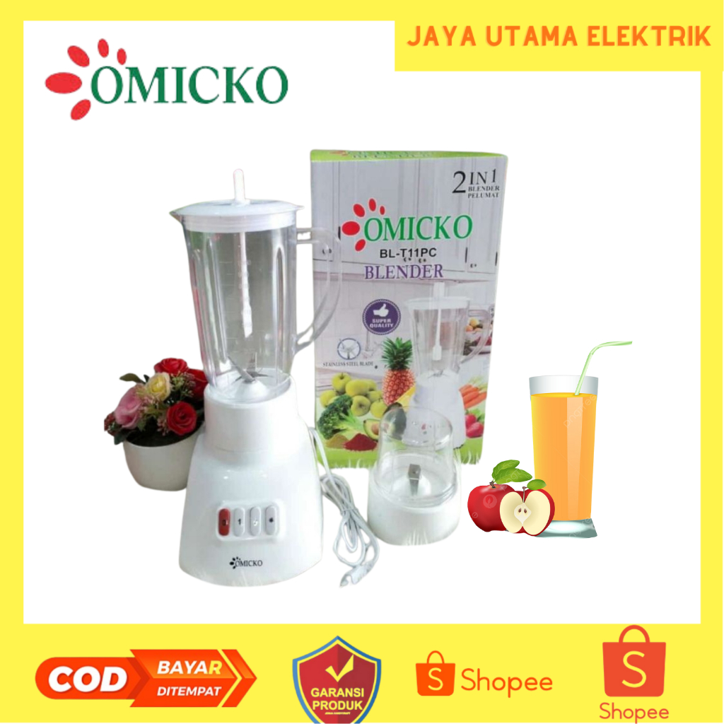 Blender Plastik OMICKO BL-T11PC Blender Anti Pecah - Omicko, Blender 2 in 1