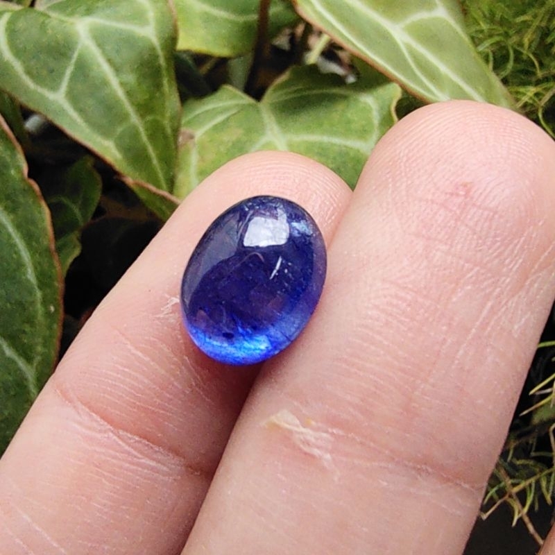 Batu Permata Natural Blue Safir Afrika Oval Polos A / Blue Sapphire Asli
