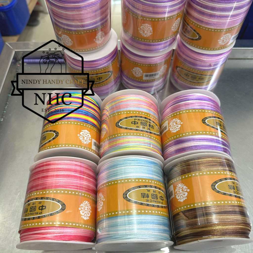 

1 ROLL TALI SATIN 2MM 200 METER - TALI CINA CUT 2MM TALI CHINA CUT RAINBOW