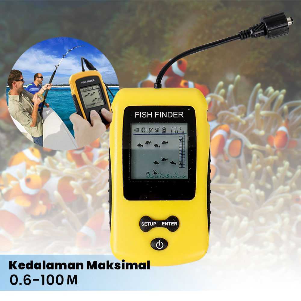 PUSAT Alat Pelacak pendeteksi Ikan di laut Sonar Fish Finder Cable 4x4 Inch Display 100M TL8