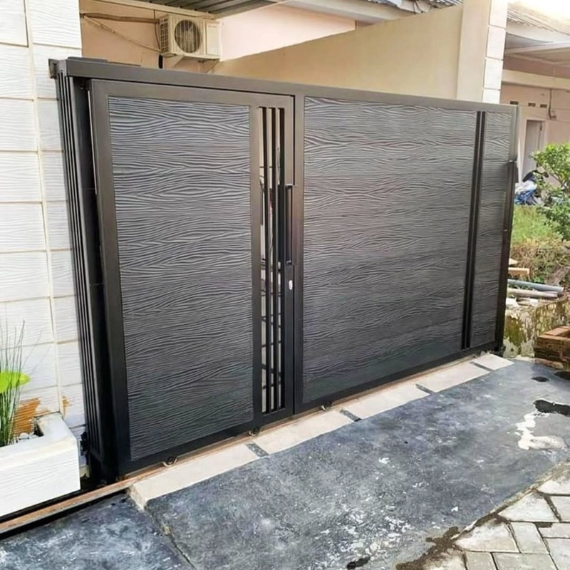 Pagar Rumah Kombinasi GRC Cat Warna Hitam Doff