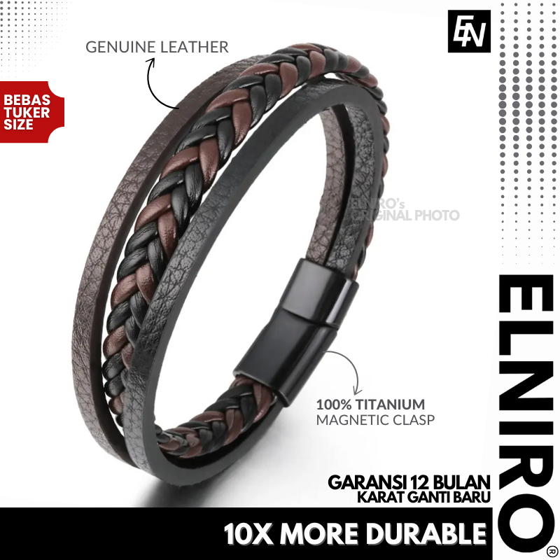 ELNIRO - Genuine Leather Bracelet Espargaro | Gelang Kulit Magnet Pria Wanita - Cowok Cewek