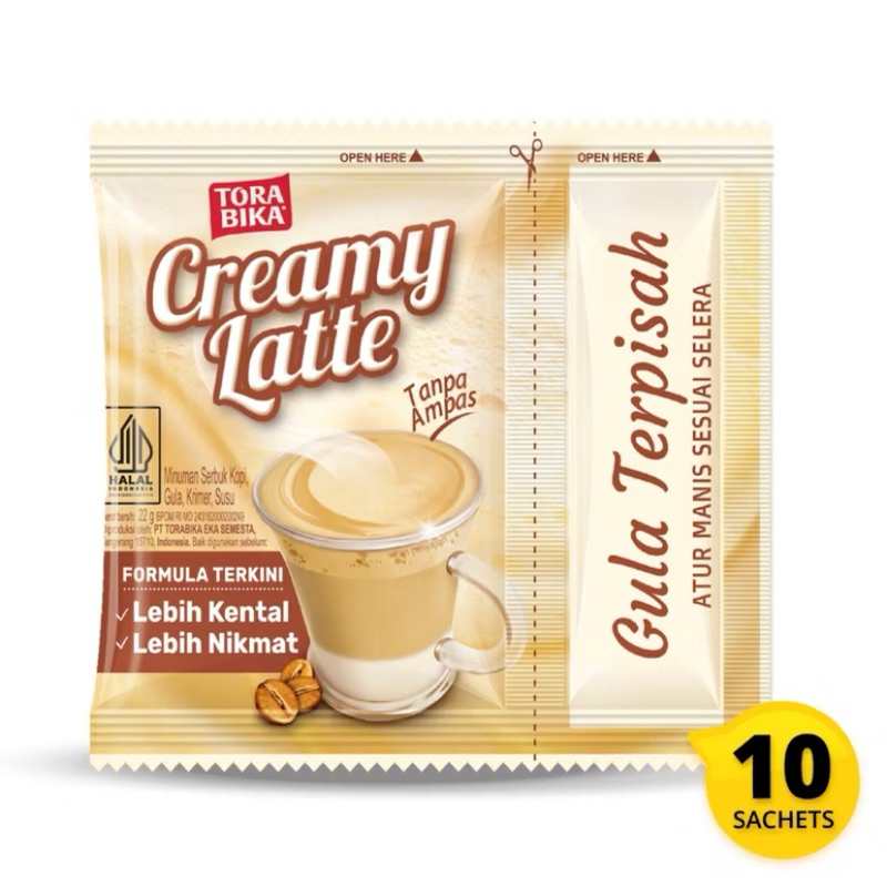 

Tora Bika Creamy Latte Tanda Ampas Gula Terpisah 10 Sachets