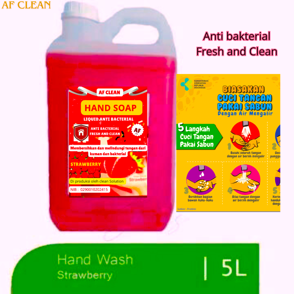 Sabun Cuci Tangan Hand Soap AF Clean 5 LITER - HandSoap 5Liter - Strawberry