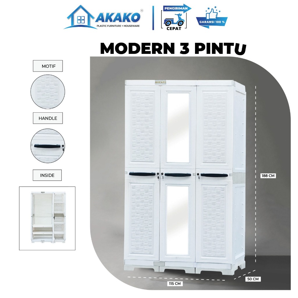 AKAKO - Lemari Gantung + Rak Putih MODERN ( LP3P MODERN)