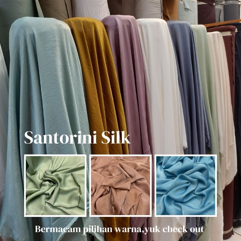 bahan santorini premium silk | Harga/0,5m | bahan santorini meteran / santorini silk premium meteran