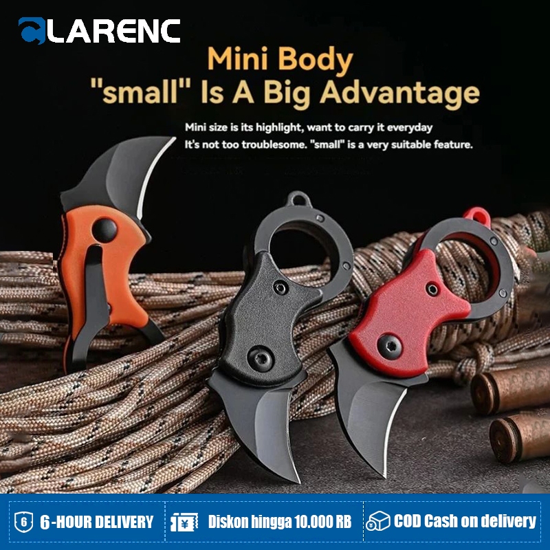 1 buah Pisau Saku Kecil untuk Pria, Pisau Lipat Kecil untuk Berkemah dan Berburu, Pisau Saku Portabe