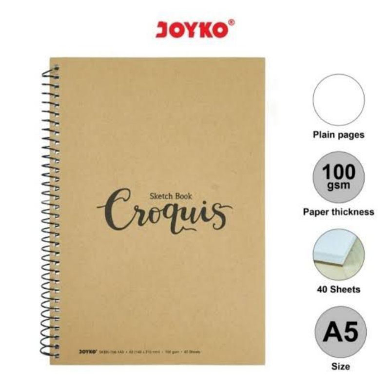 Joyko Spiral Croquis A4 buka atas, A5 buka samping