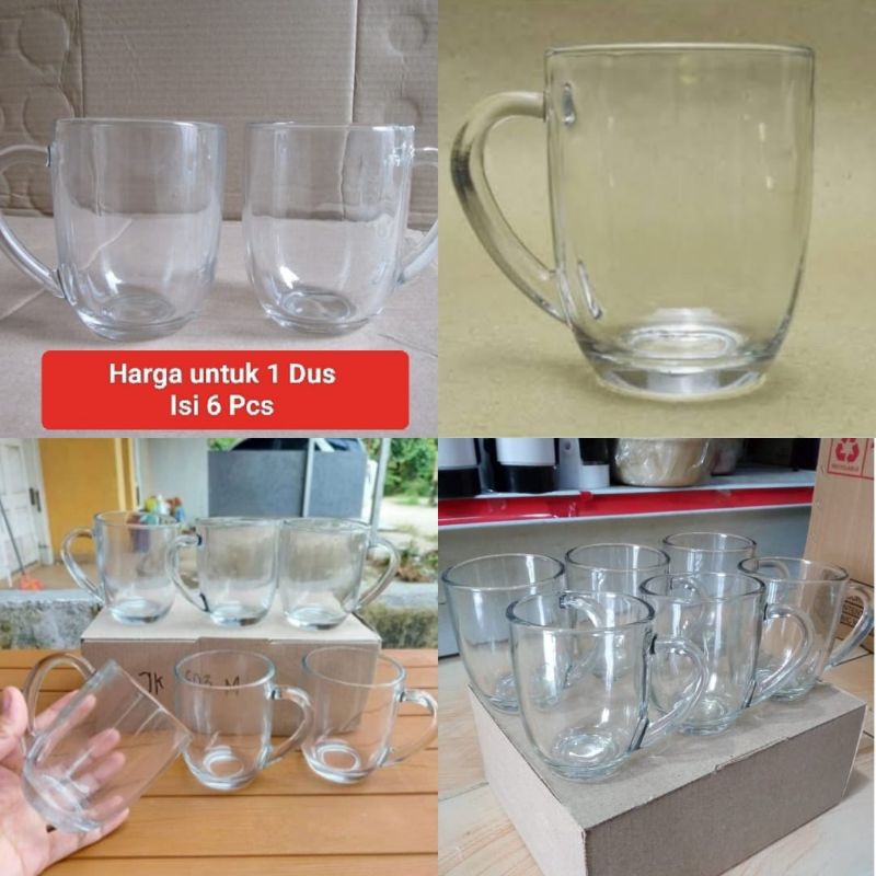 gelas kopi kaca gelas kopi gagang bawahnya kecil Harga 1 Dus