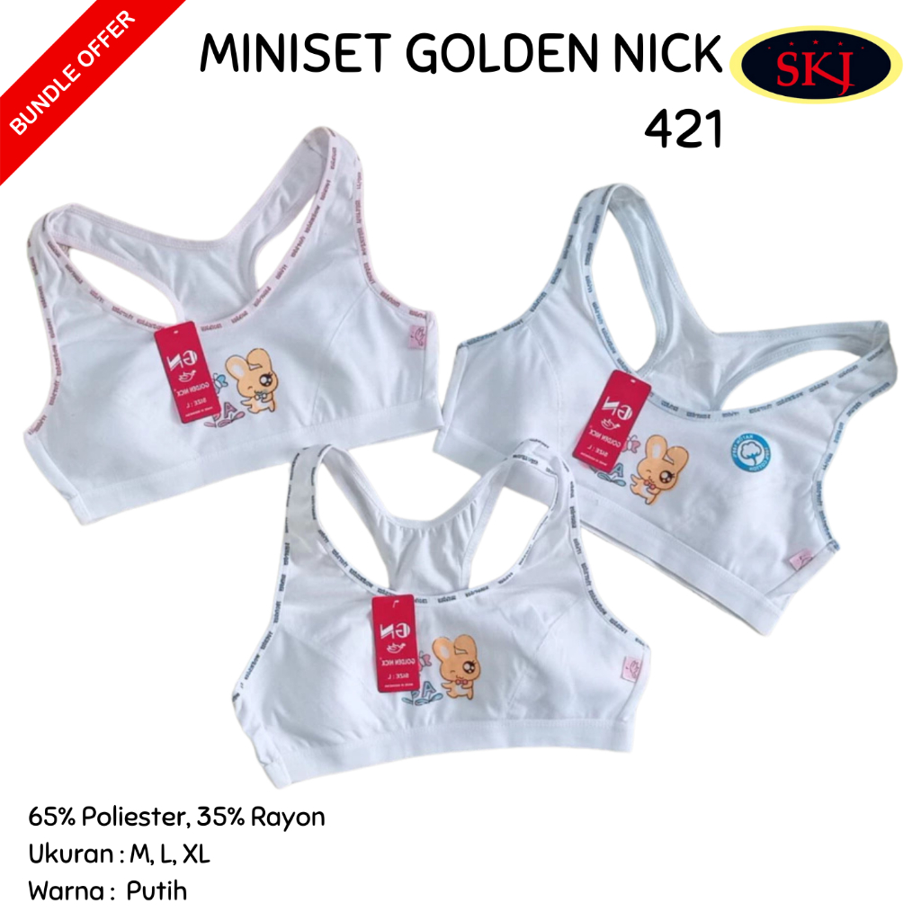 [ISI 3] Miniset GOLDEN NICK SA 421 Putih Polos / Training BH Anak Remaja Abg