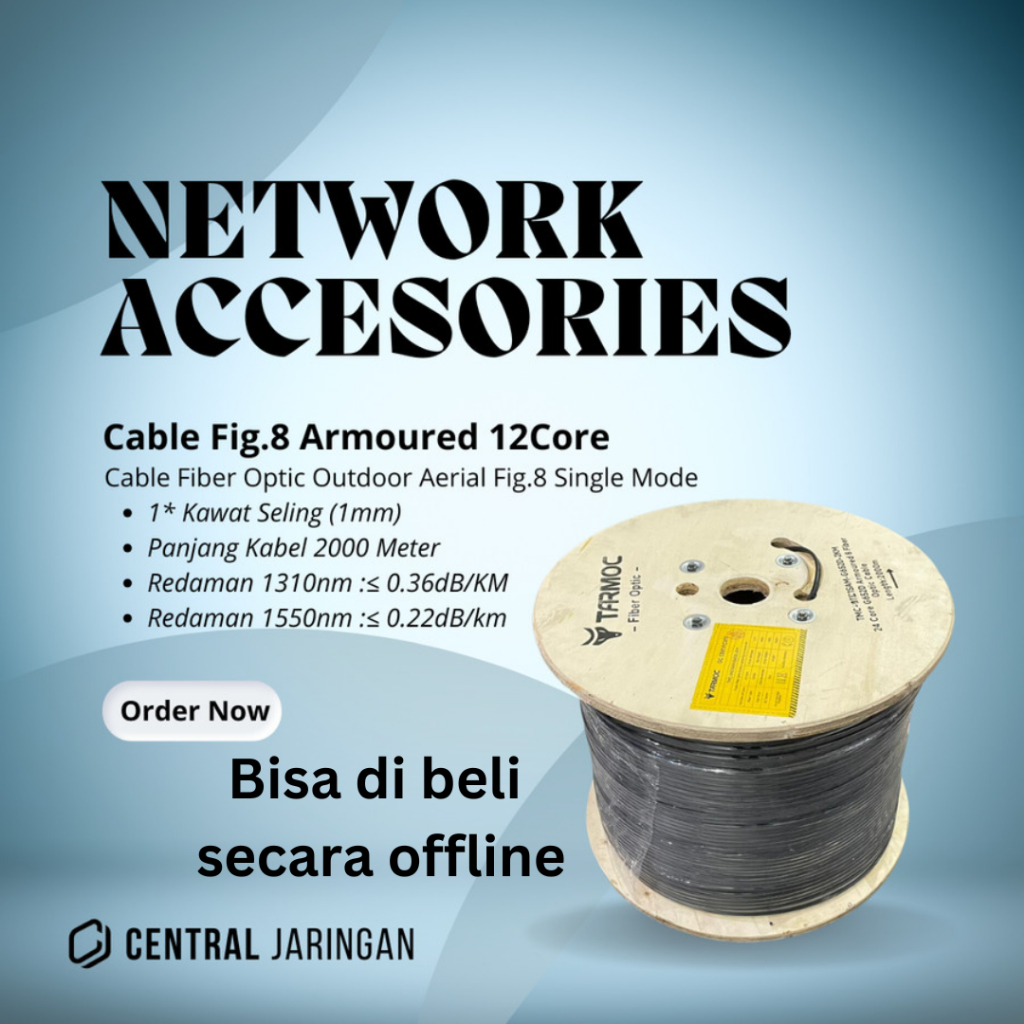 Tarmoc Fiber Optic Cable Fig 8 Armoured 12 Core 2000m | Kabel Fiber Optik Fig8 armored Indoor Outdoo