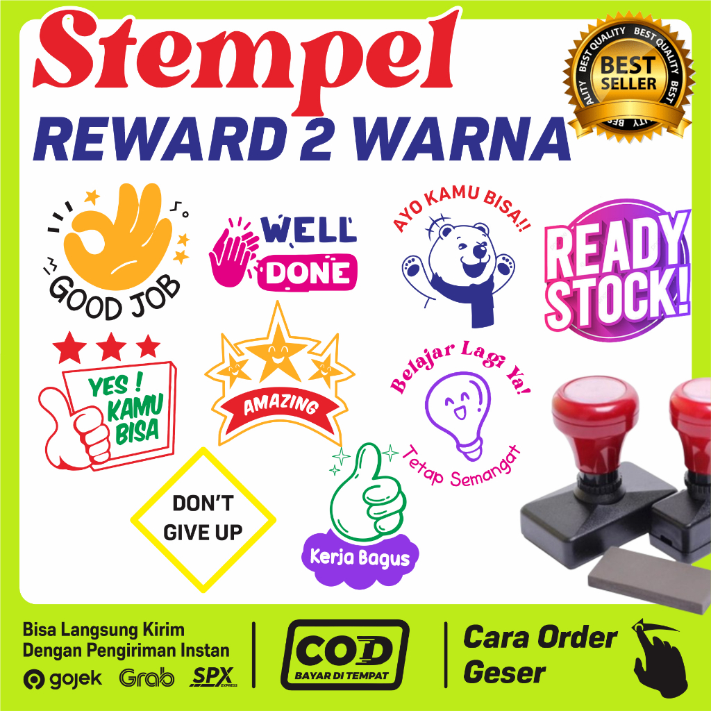 

stempel reward 2 WARNA | stempel otomatis | stempel sudah terisi tinta, siap pakai