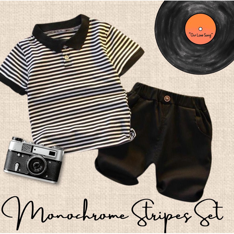 MONOCHROME STRIPES SET// KEMEJA ANAK LAKI-LAKI// KEMEJA MOTIF GARIS-GARIS