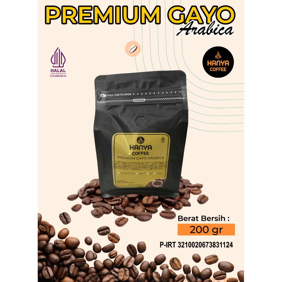 

Kopi Arabika Aceh Gayo Premium roasted beans 200 gram - Hanya Coffee
