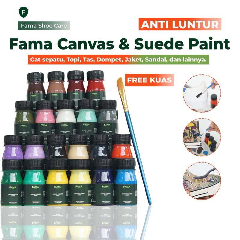 Fama Shoe Care - Cat Canvas 60ml - Bonus Kuas - Cat Suede - Fama Shoes Cleaner - Shoe Cleaner