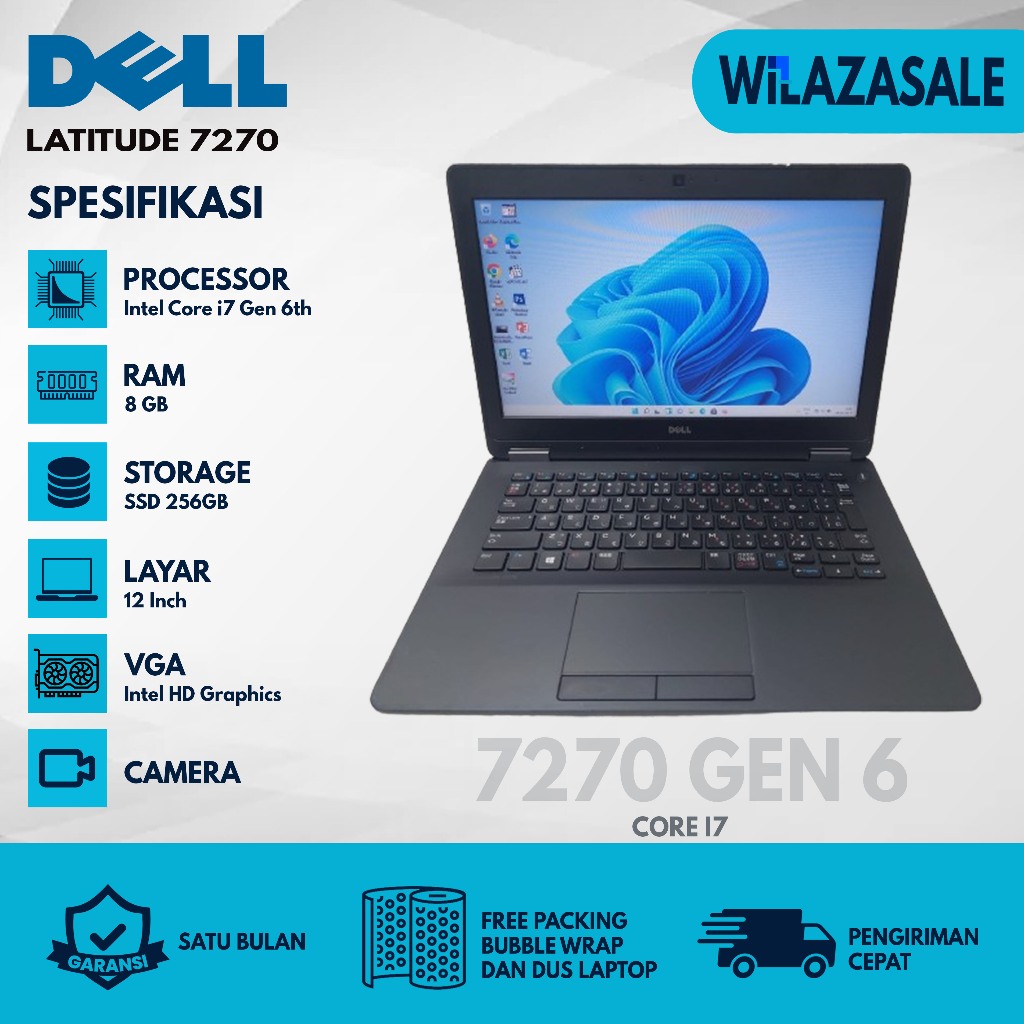 LAPTOP SECOND DELL 7270 CORE I7 GEN 6