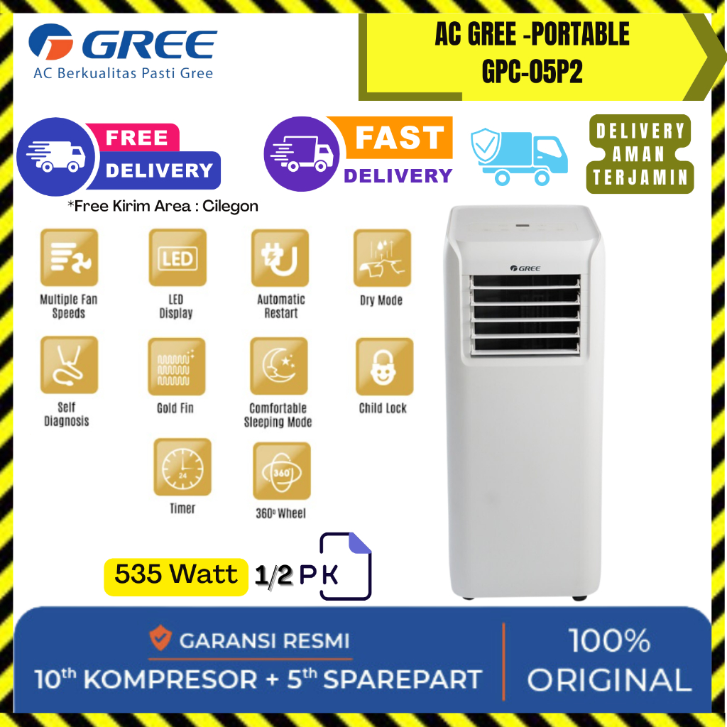 AC GREE PORTABLE 1/2 PK GPC-05P2 -STANDARD -GOLD FIN