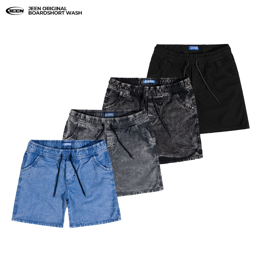 JEEN | Rug Boardshort Kolor Tali Washing Celana Pendek Kolor Celana Pendek Santai Pria Hitam Tali