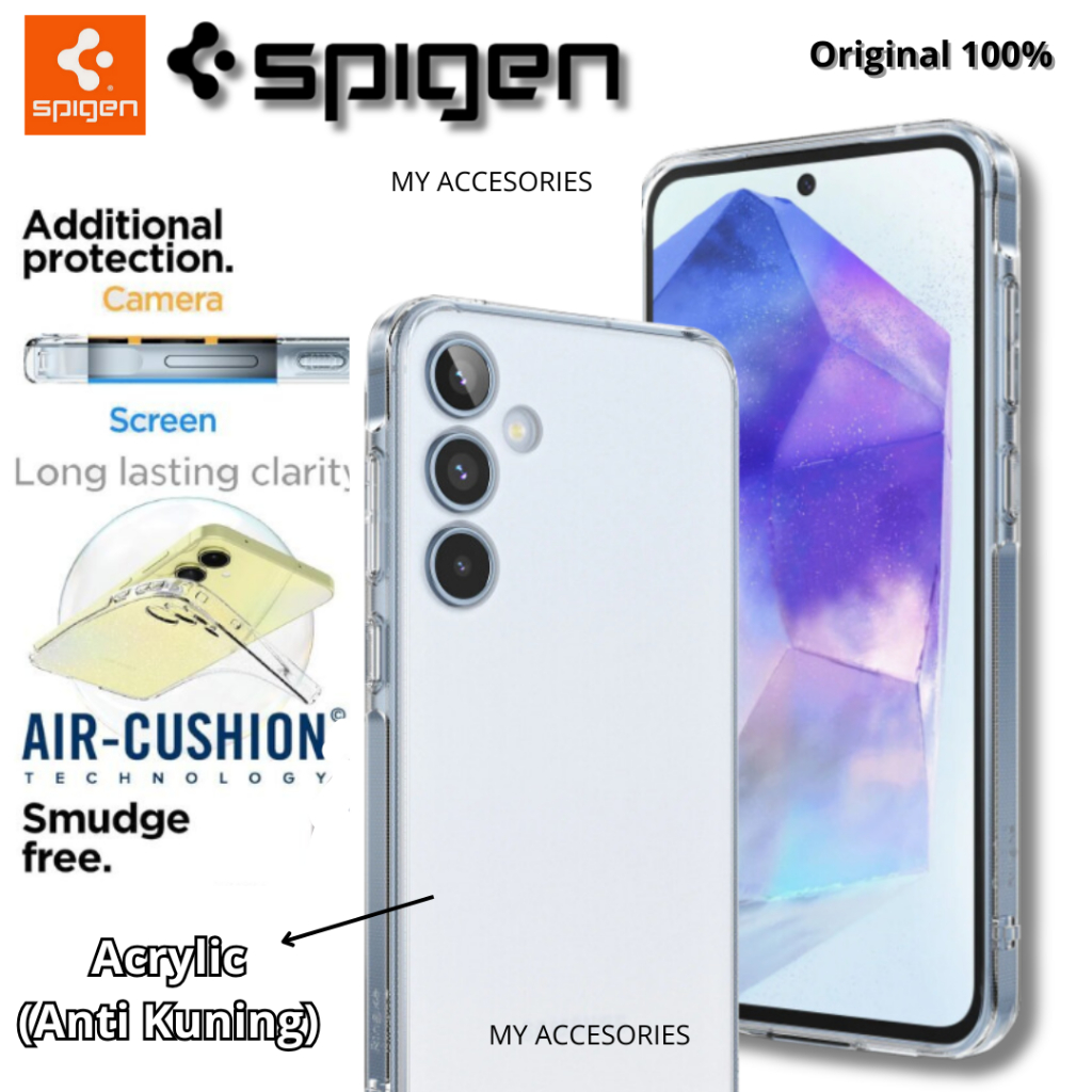 SPIGEN Crystal Hybrid (Anti KUNING) CLEAR SAMSUNG A56 A36 A16 A06 A55 A35 A25 A15 A04S A14 A13 A54 A