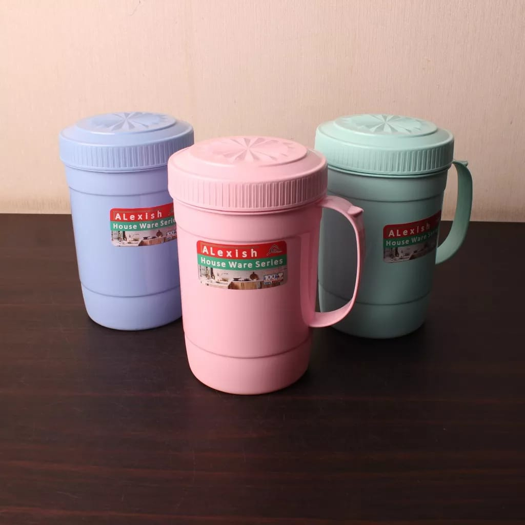 Mug plastik 1 lt Alexis / cangkir plastik | gelas mug tutup drat benji 1liter/gelas 1 liter/mug tutu
