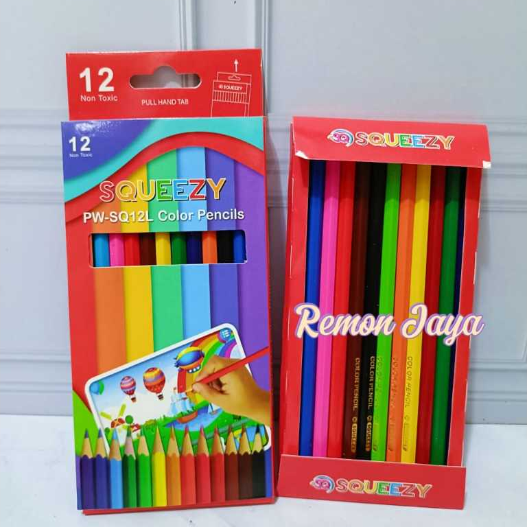 

1 Set 12 Warna Pensil Warna Panjang 7 Inch Squeezy 12 Warna Premium Quality