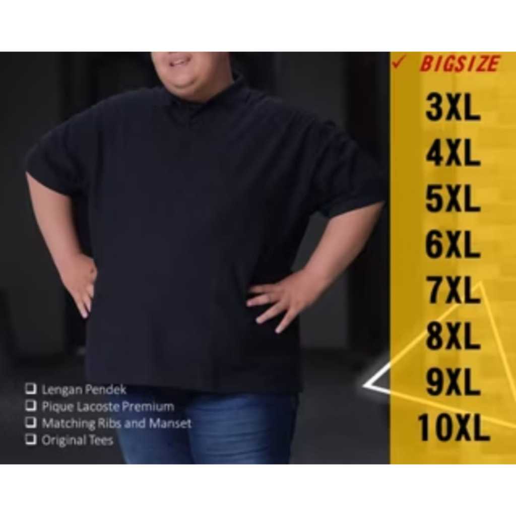 Kaos Polo PENDEK jumbo 4XL WARNA HITAM - Pria Wanita | Kerah Polos Jumbo KAOS POLO PRIA JUMBO / KAOS