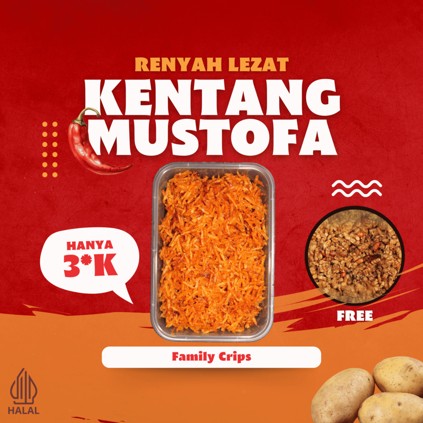 

Kentang mustofa Dapur Family crips box 250gram mustofa kering pedas manis renyah tanpa campuran pengawet