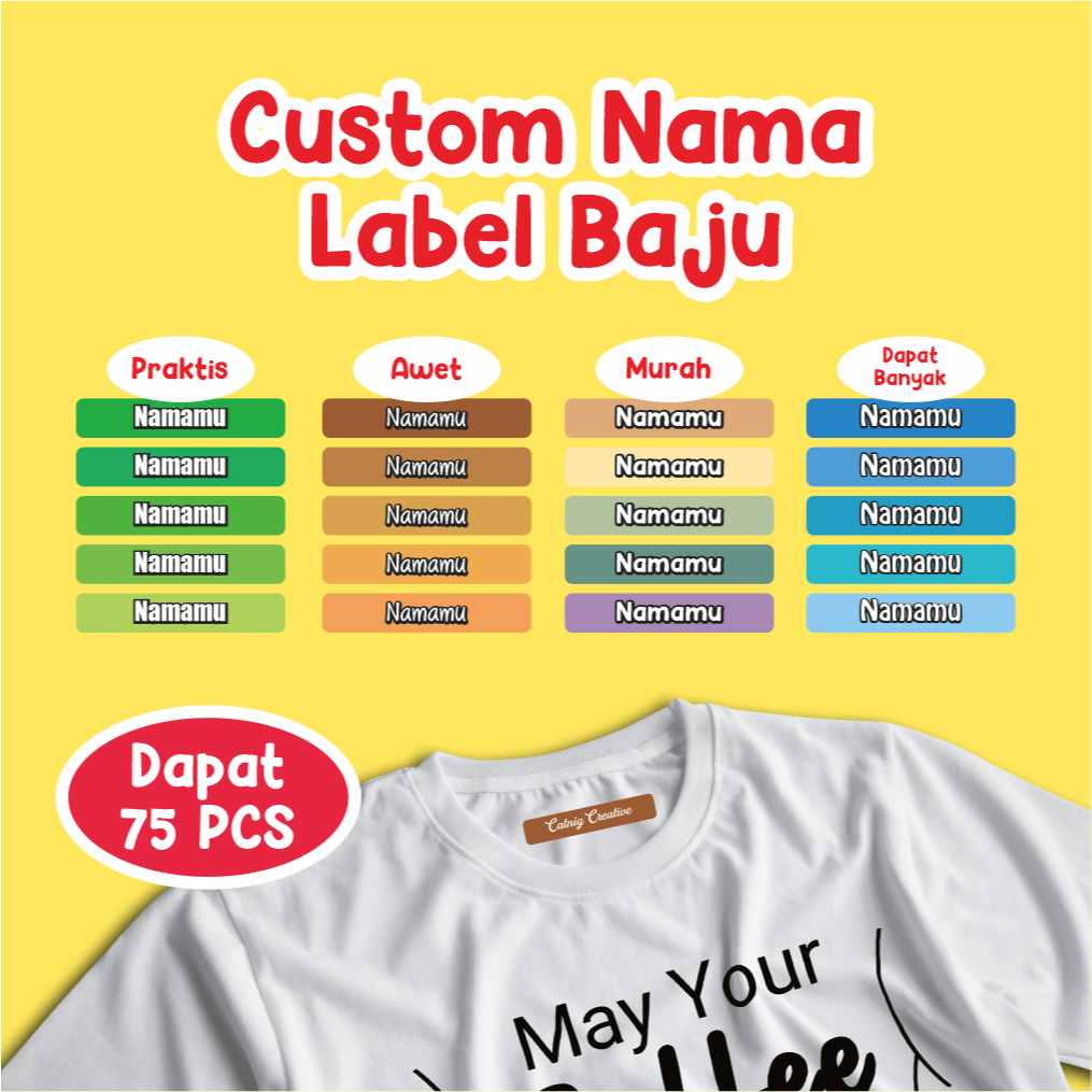 

Sticker Kain Nama Custom Warna stiker baju stiker setrika sablon baju custom sablon nama Label Baju