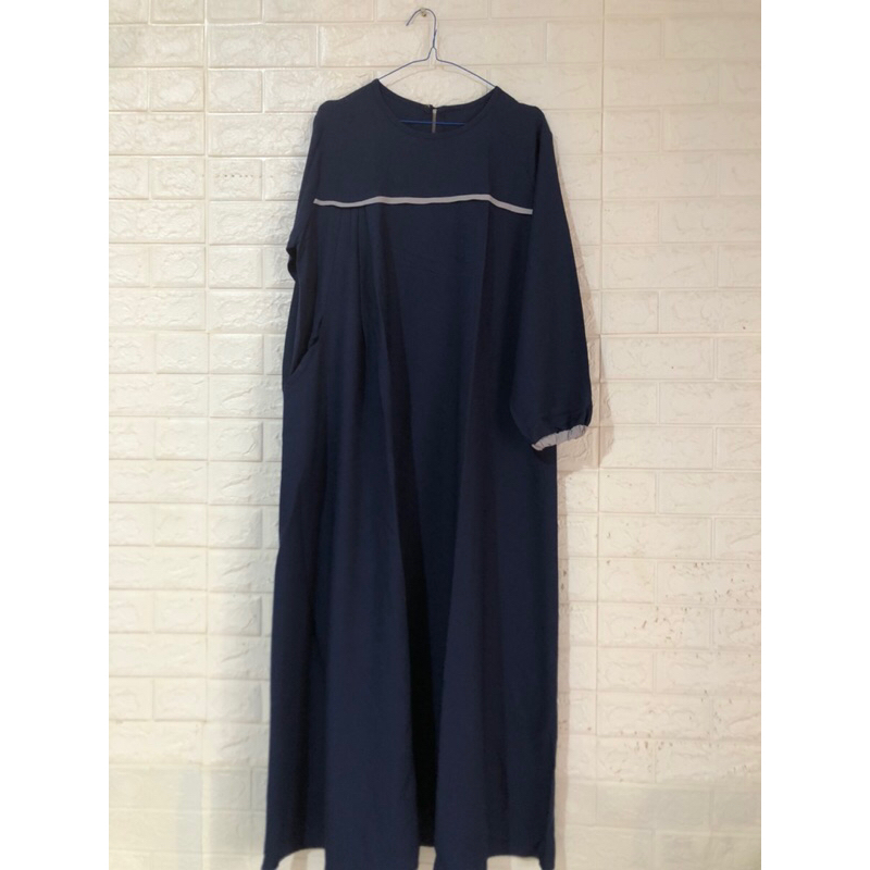 preloved gamis navy abu-abu