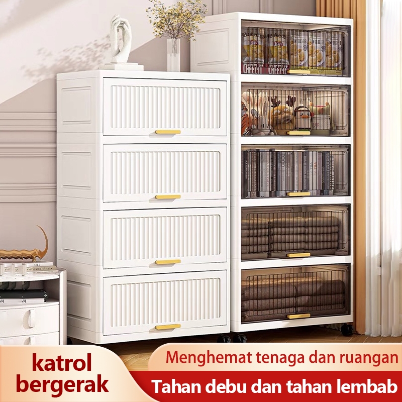 jaduoao Drawer Storage Cabinet Lemari Pakaian Plastik Lemari Plastik Tebal Putih Polos/Bisa Dilipat 