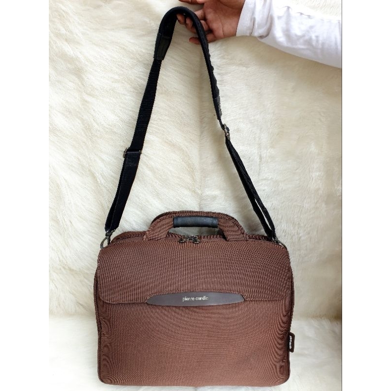 Tas Pierre Cardin Tas Travel Selempang Handbag Besar Kanvas Coklat Tas Kerja Briefcase Pria Tas Bera