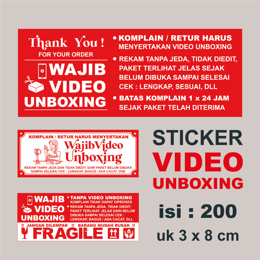 

STICKER WAJIB VIDEO UNBOXING 3 x 8 cm isi 200