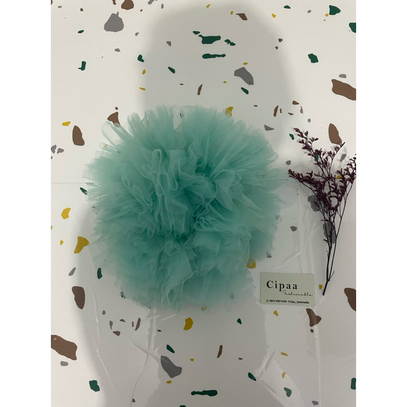 Cepol Scrunchie tile premium Uk jumbo/ikat rambut hijab 24cm(Hijau mint)