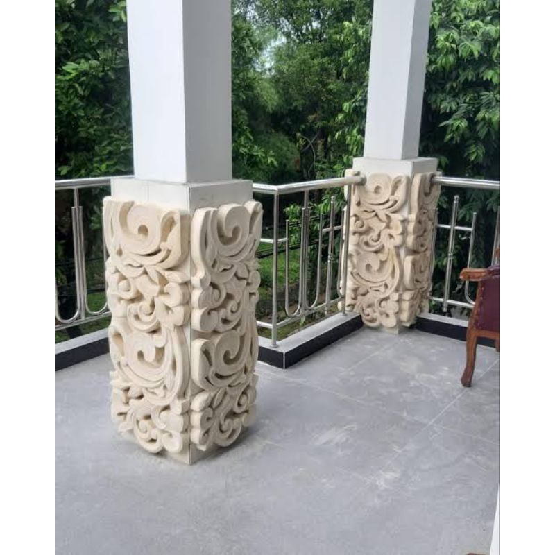 ukiran pilar ornamen klasik tiang rumah tempel