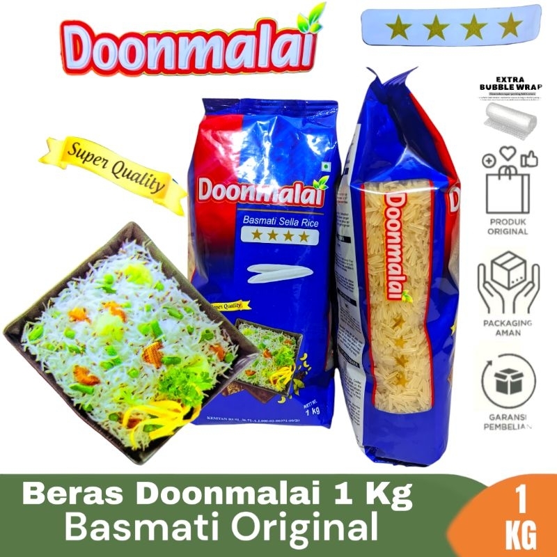 

BERAS DOONMALAI 1 KG Nasi Super panjang Basmati Sella Rice Dawaat / Shukrya / Basmati / Kabsah / Bumbu Briyani