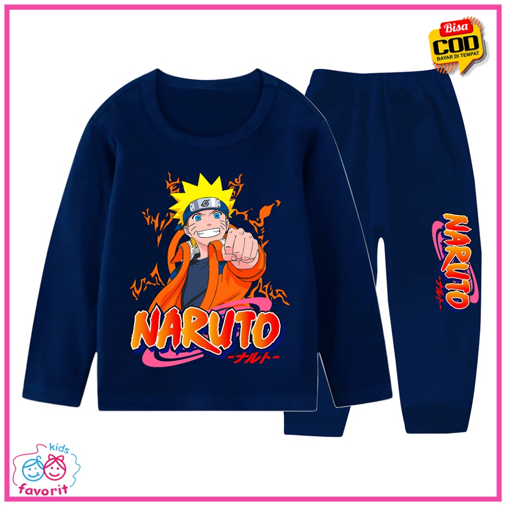 Setelan Baju Tidur Anak Laki Laki Anime Cartoon Lengan Panjang celana Panjang 3 Tahun - 10 Tahun