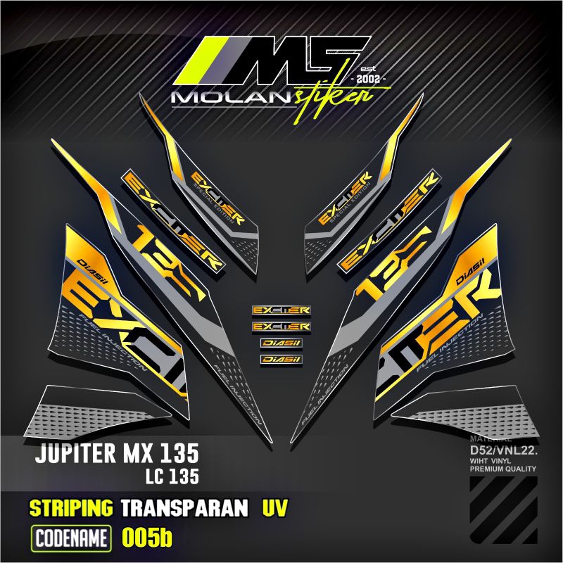 Decal Sticker Striping Variasi Transparan Uv Jupiter Mx 135 New 2011-2016 NJMX Yamaha Lc 135  Excite