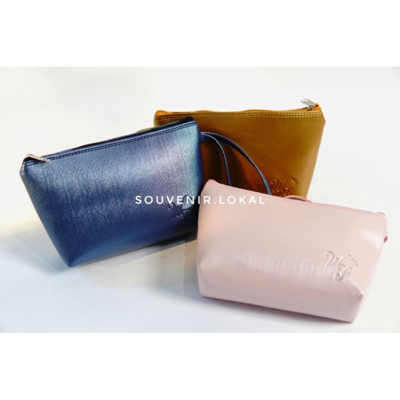 SOUVENIR PERNIKAHAN BERMANFAAT POUCH KOSMETIK, SKINCARE BAHAN METALIK