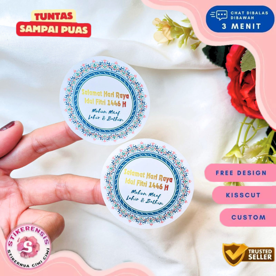 

2-4 Sticker Murah Tema Idul Fitri Stiker Label Lebaran Toples Free Desain Ramadhan Eid Mubarrak