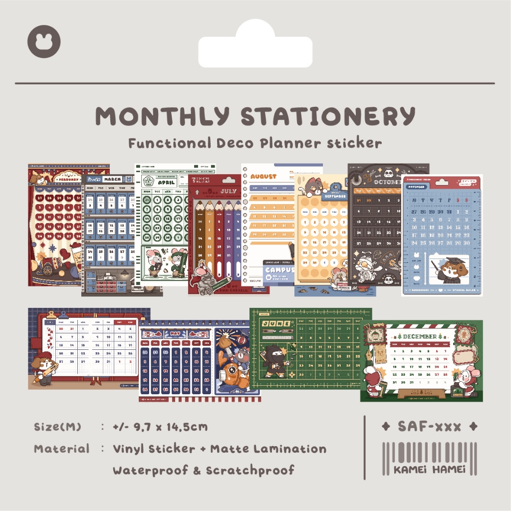 

Monthly Stationery Sticker | Kamei Hamei Functional Deco Planner Sticker