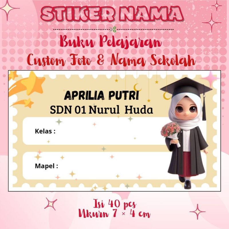 

Custom Nama dan Foto / Stiker Buku Mata Pelajaran Custom Foto